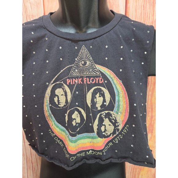 Pink Floyd Womens Medium Crop Top Black The Dark Side Of The Moon 1972-1973 - Picture 3 of 6